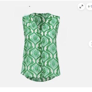 Cabi New NWT Scroll Top #6321 green & white Size XS  Was $89